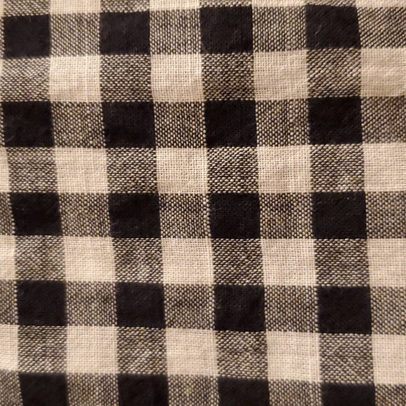 Madewell Gingham Lace-Up Black & White Plaid Bell Sleeve Top - Picture 8 of 9